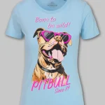 Koszulka damska SUNGLASSES DOG  Błękitna