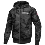 Kurtka przejściowa męska z kapturem Athletic Hilltop all black camo