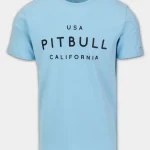 Koszulka męska Slim Fit USA CAL Błękitna