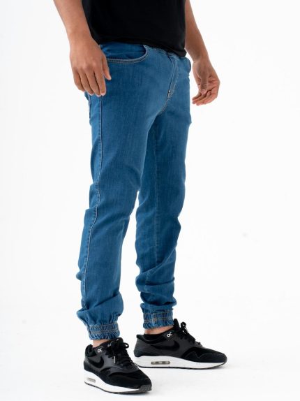 Spodnie Jeansowe Jogger Męskie Niebieskie Jigga Crown